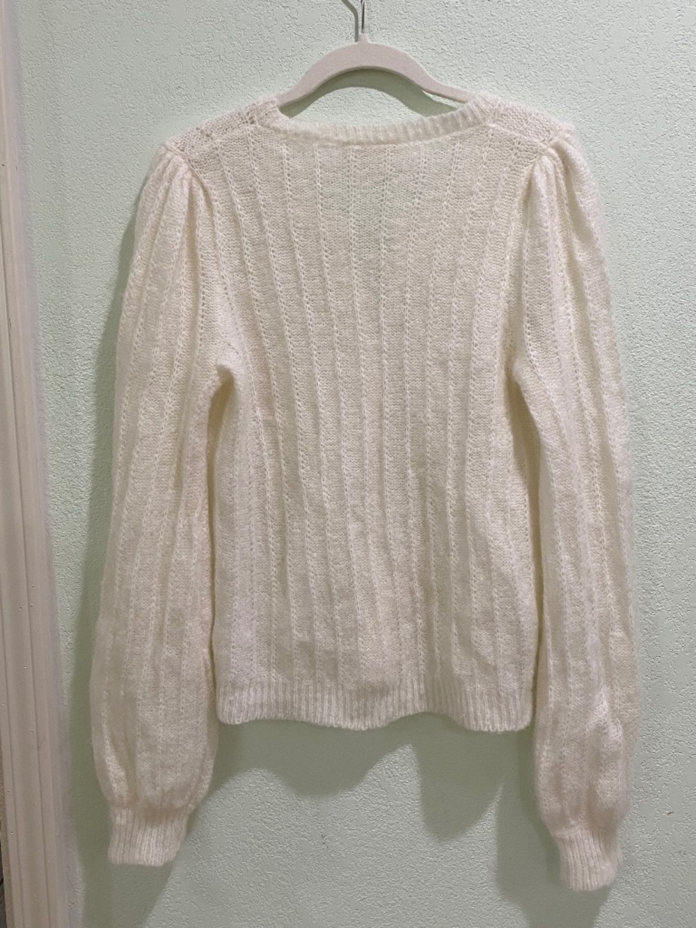 Sezane Ecru Amance Knit Pearl Button Cardigan Medium - Picture 9 of 11